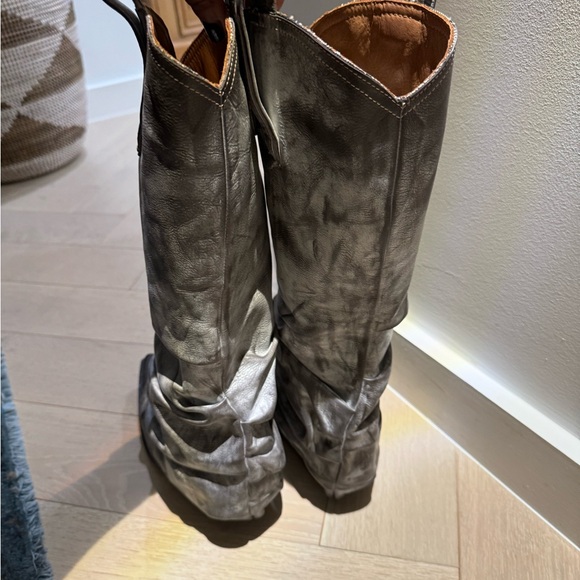 RARE R13 Distressed Grey Leather Mid Cowboy Boots w/sleeve - size 37 - Picture 3 of 5
